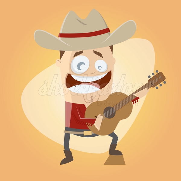 Country Sänger Cartoon Clipart Illustration