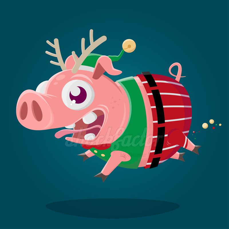 Weihnachten Schwein Schweinsgalopp Sau Party Cartoon