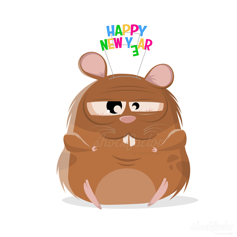 Hamster Happy New Year Cartoon Clipart