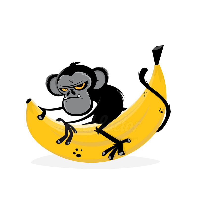 Affe Ape Banana Cartoon Comic Monkey Banane