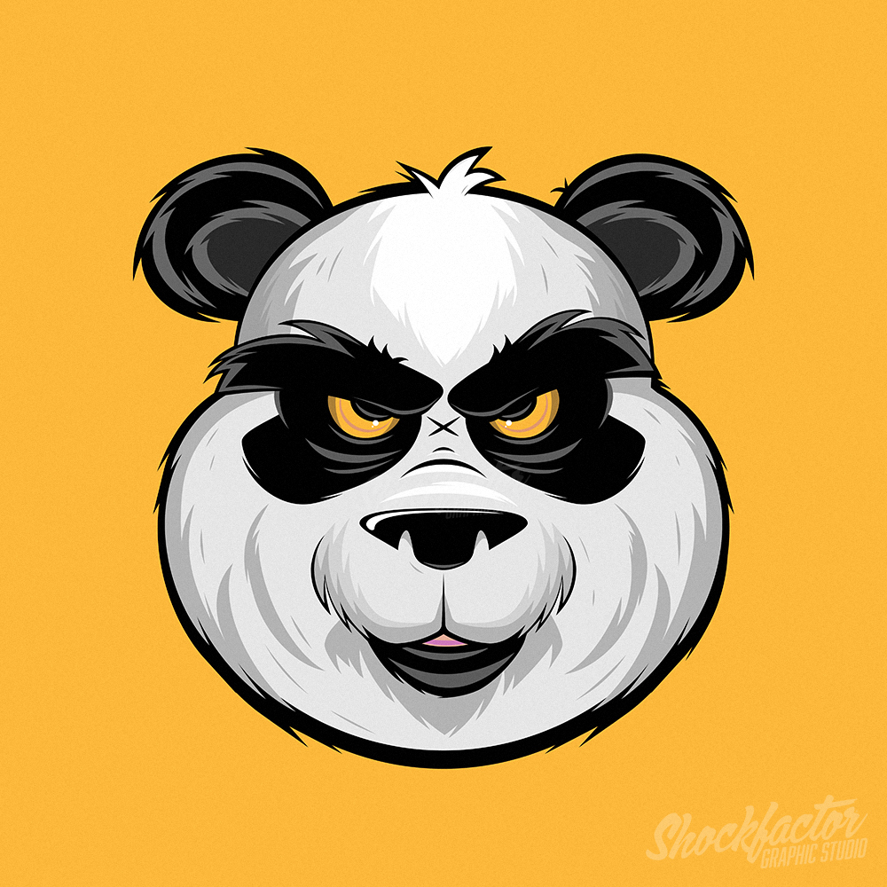 Angry Panda Cartoon Logo
