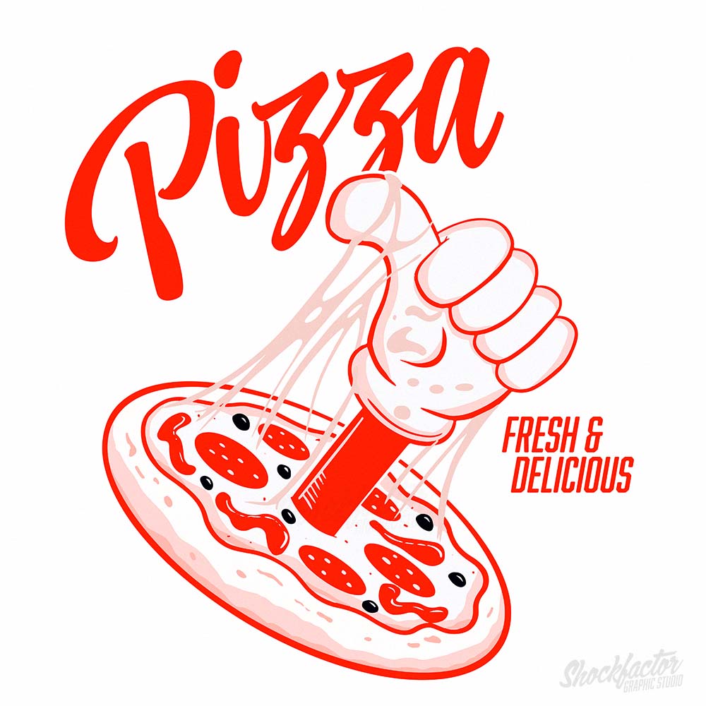 Pizza Retro Cartoon Logo Cheese