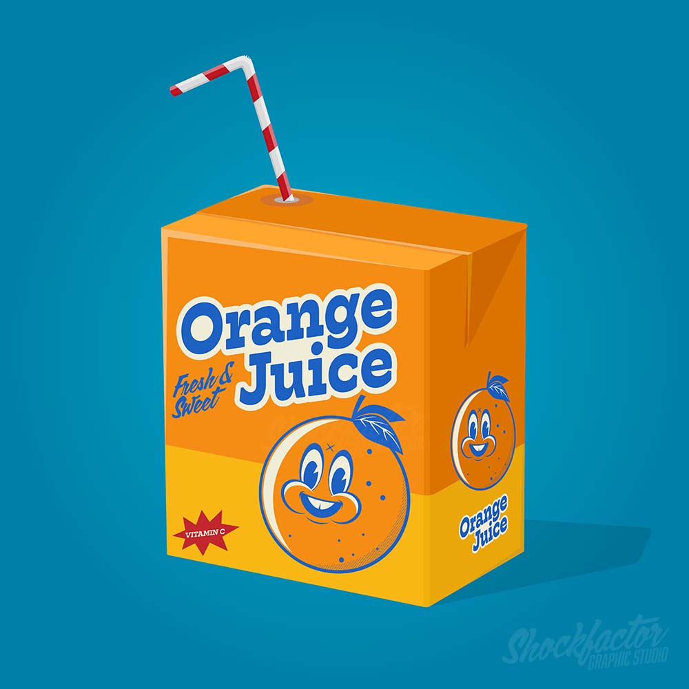 Orange Juice Box Cartoon Illustration