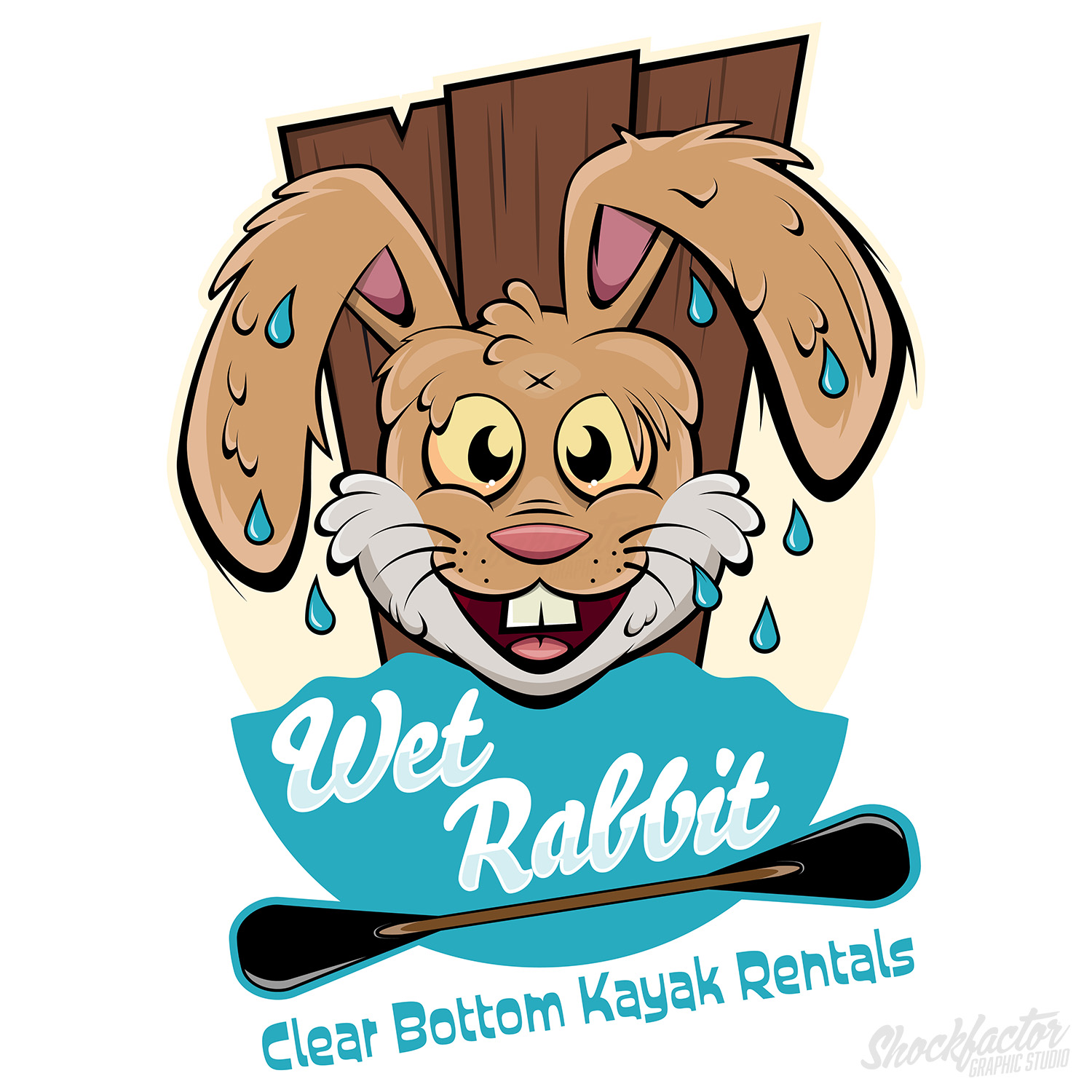 Wet Rabbit Cartoon Logo