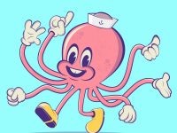 Retro Cartoon Octopus