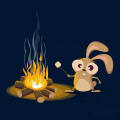 Hase mit Lagerfeuer.