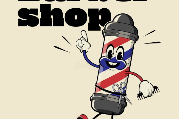 Funny Walking Cartoon Barbershop Pole